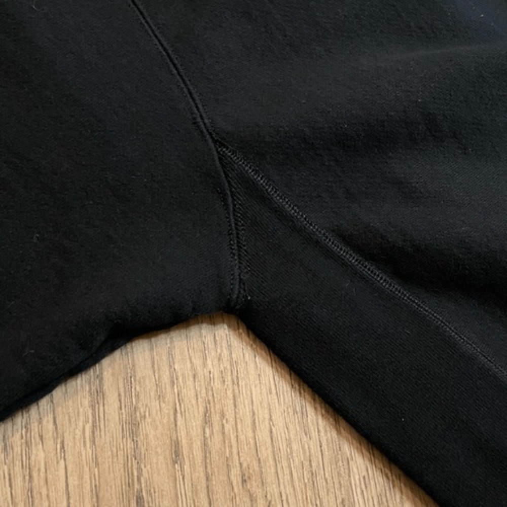 Champion Reverse Weave Black Chenille Script Logo Sweatshirt Small Sporty Casual - Picture 8 of 13
